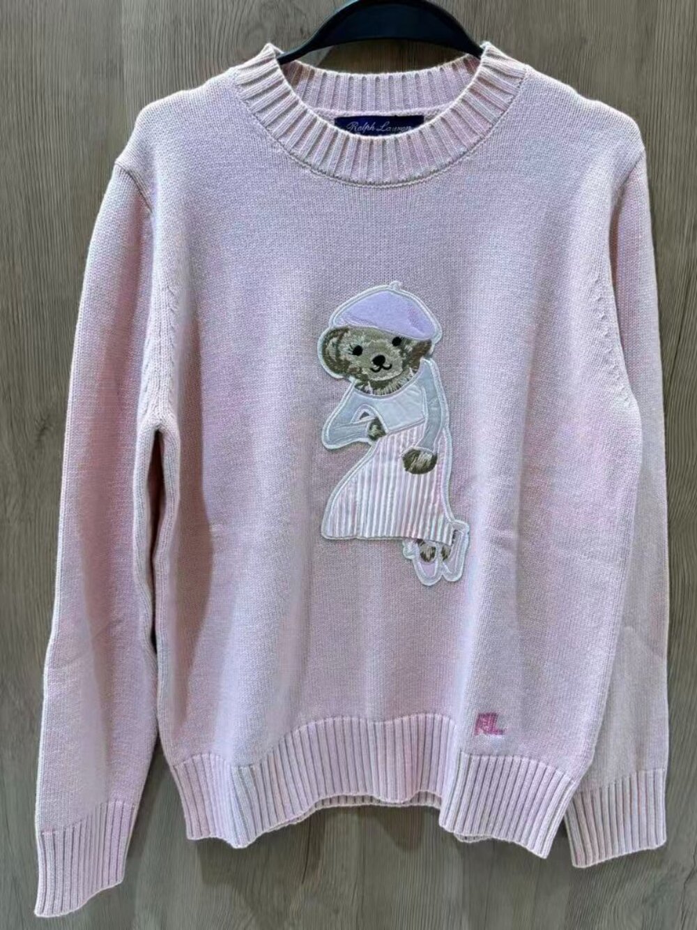 Ralph Lauren Collection Pink Polo Bear Cashmere Crewneck Sweater